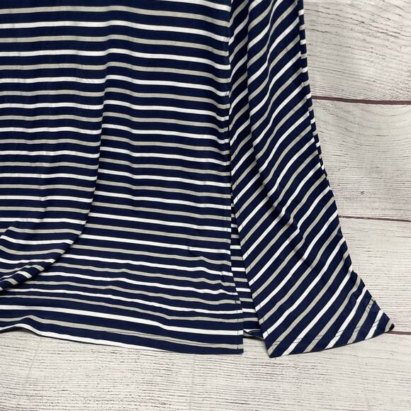 Cuddl Duds Flexwear Maxi Dress navy blue white stripes size S - Picture 13 of 14